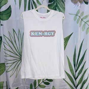 Barbie White Sleeveless 'KEN-RGY' Graphic Tank Top